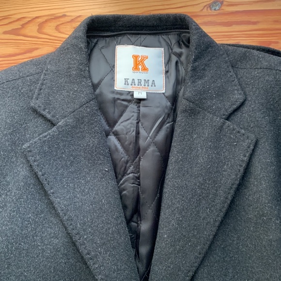 Dark Grey Wool Cashmere Coat with Removable Hood - Picture 11 of 13